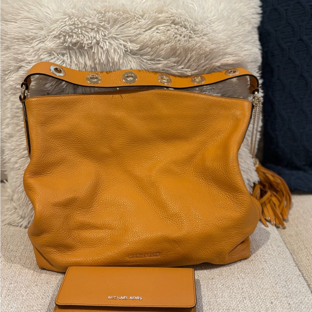 Michael Kors Orange Hobo Bag Soft Leather Casual